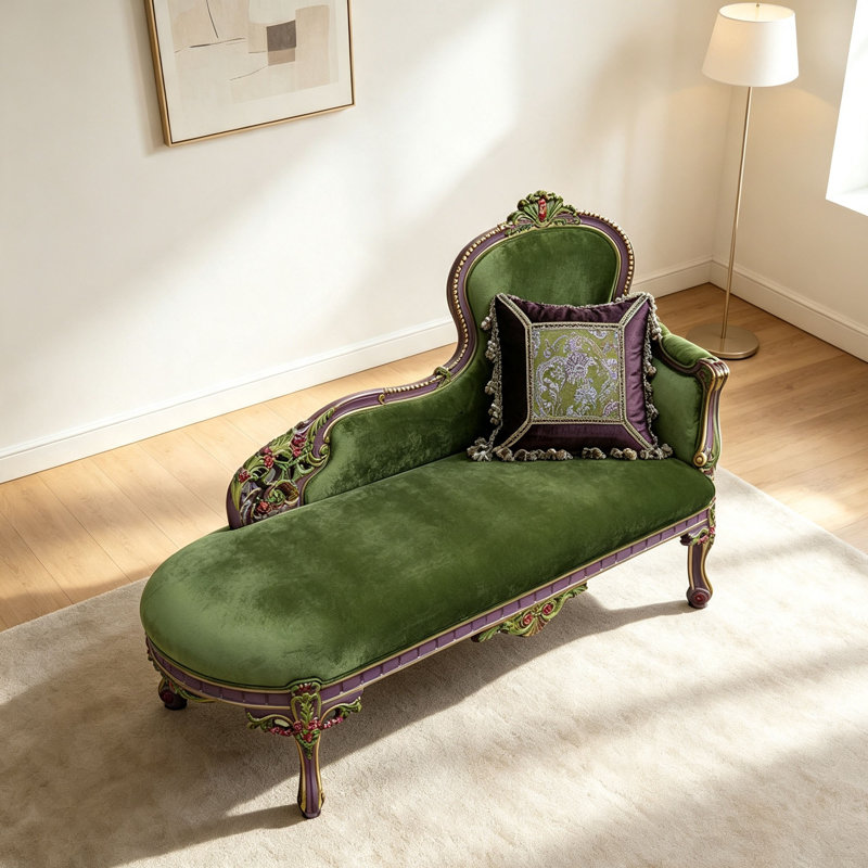 Chaise longue en bois massif sculpté