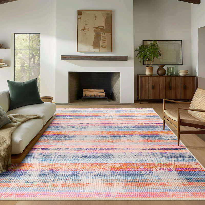 Tapis moderne lavable à l'intérieur avec tapis abstrait moderne antidérapant doux pour tapis, Rectangle 6 pi x 9 pi