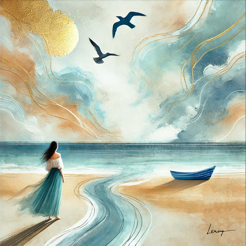 «Golden Sunset Serenity», art mural sur toile tendue, H 20 po x l 20 po