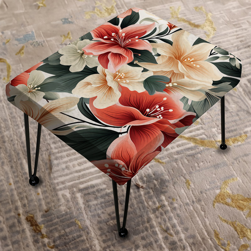 Subdued Coral Tropical Pattern - Tropical Rectangle Ottoman