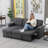 84" Linen Reversible Sleeper Sectional Sofa With Storage Chaise-1093544641-1093544640