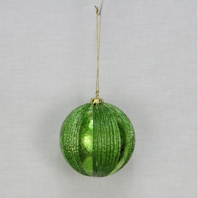 Boule de noël en métal à côtes, Vert