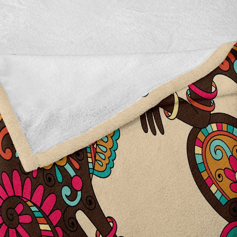 Ambesonne Tribal Fleece Throw Blanket Patterns Monkey Multicolor, 50" W x 60" L