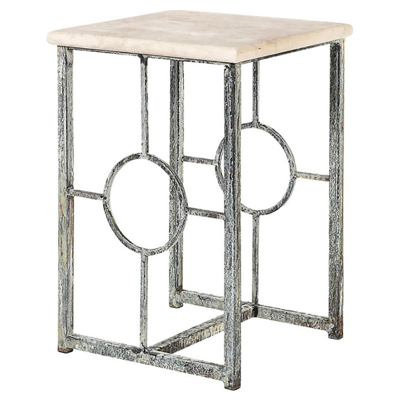 Table de bout en pierre Hampton, Haute mer, Travertin léger