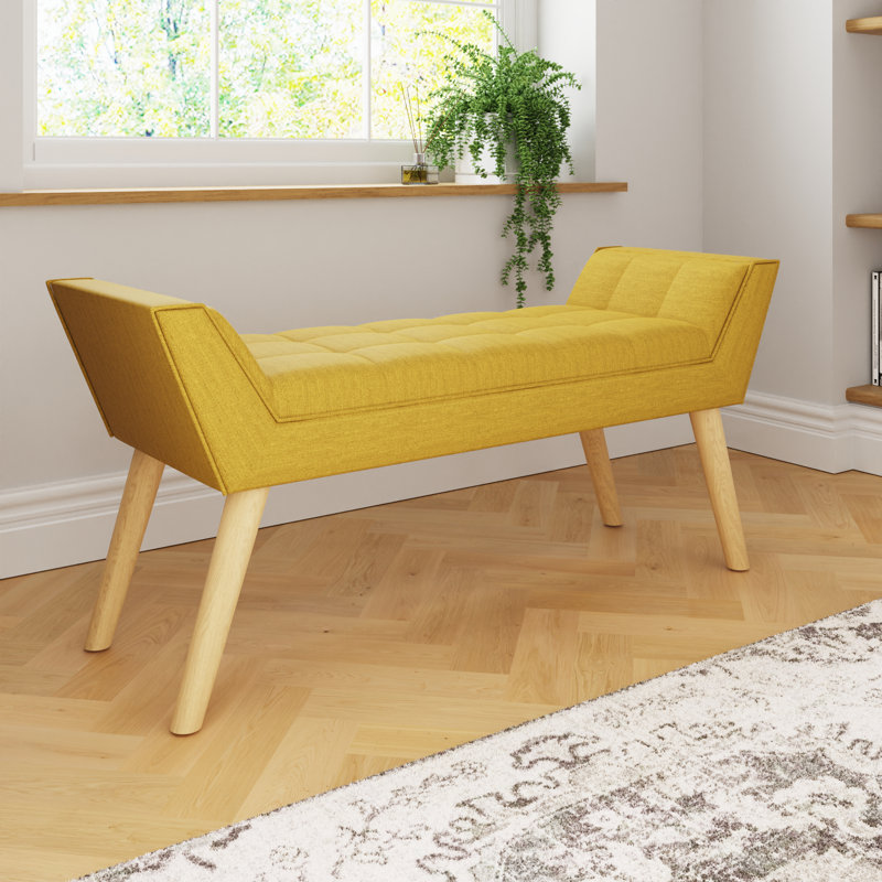 Cauley Upholstered Bench, Mustard