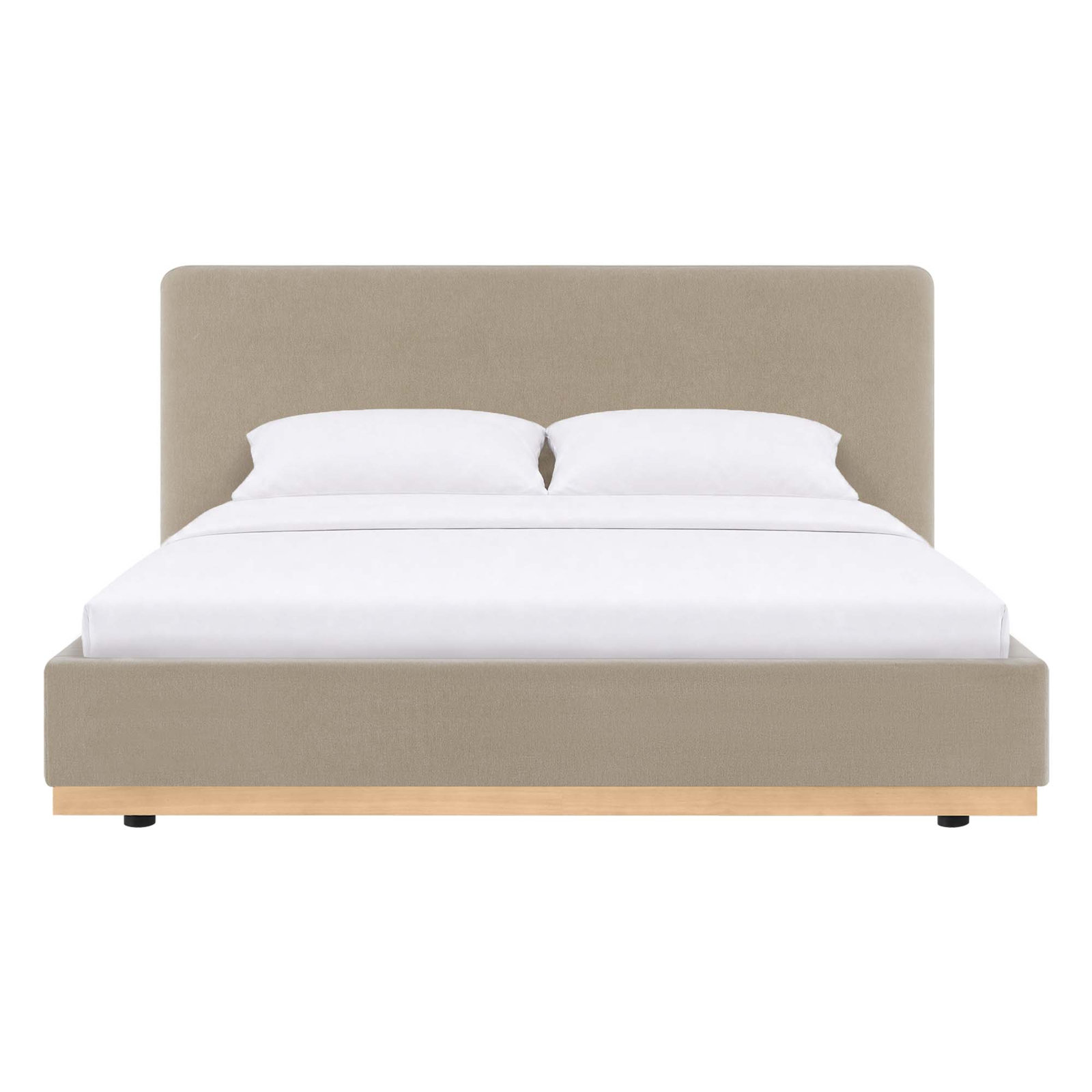 Grounded Upholstered Platform Bed, King, Wicker