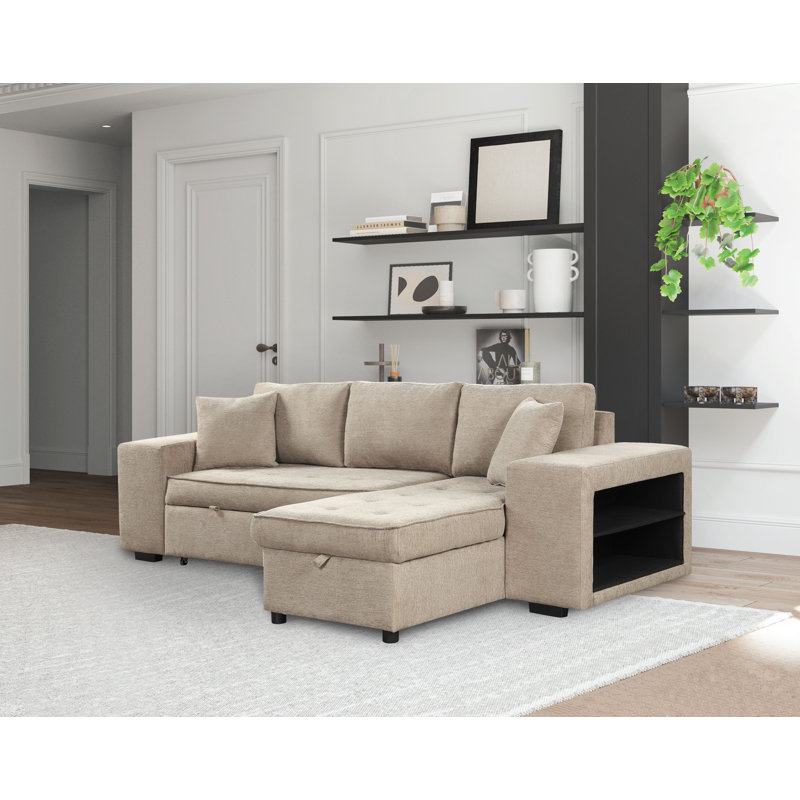 Verton Upholstered 104.5'' Sleeper Sofa, Cream Chenille
