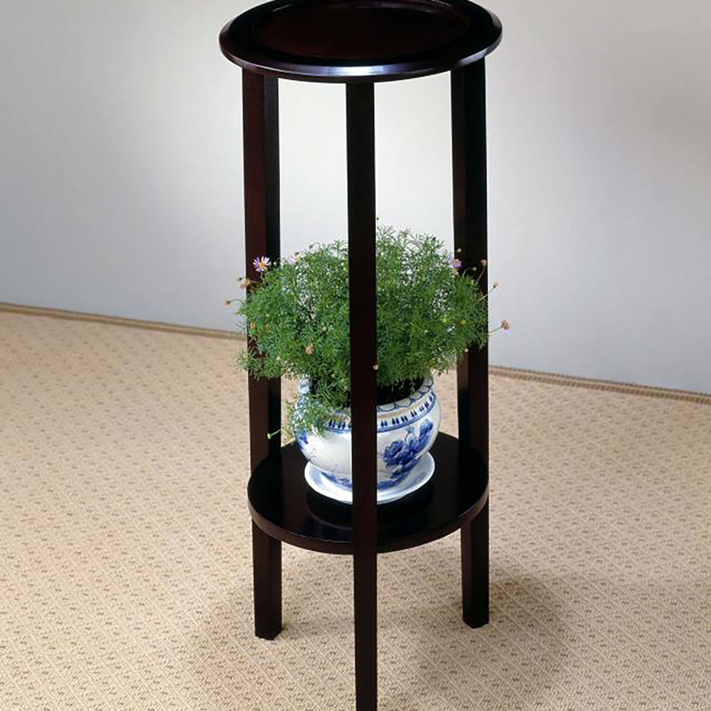 Table d'appoint ronde Finish avec tablettes supplémentaires et tablette inférieure de style transitionnel