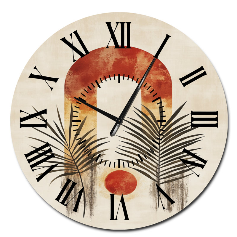 Horloge murale abstraite en métal, formes géométriques essentielles orange, imprimée sur métal, Surdimensionné