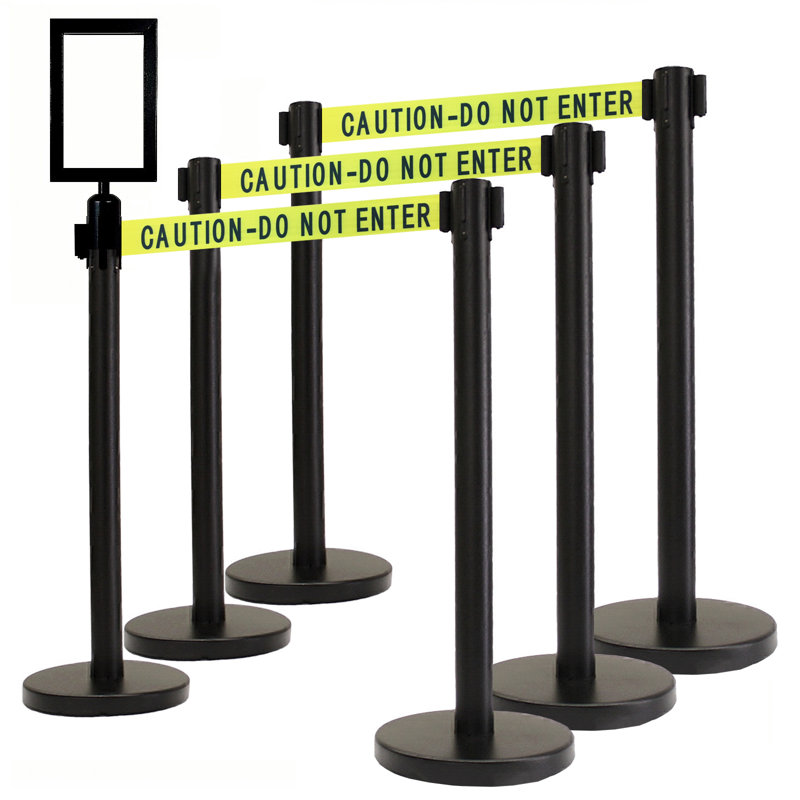Barrière de sécurité de 36 po pour ceinture de sécurité rétractable (6 noires avec ceinture de sécurité de 78 po + récepteur SF + W)