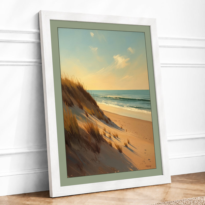 Peaceful Expanse Coastal - Framed Print, A2 - 59.4 x 42.0 cm, White