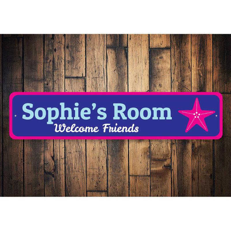 Enseigne en aluminium personnalisée Starfish Welcome Friends, H 4 po x l 18 po x P 0,04 po