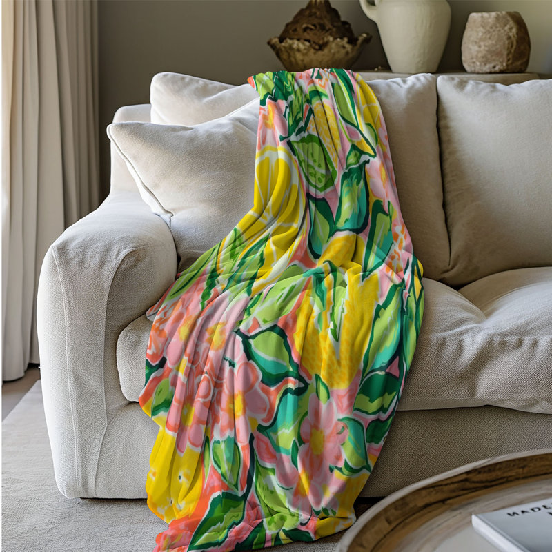 Motif de balise maritime - 1 pièce Sherpa Premium, L 50 po x L 60 po, Zeste de citron BCBG