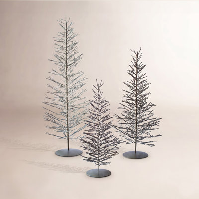  Antique Brass Wire Trees Set Of 3 – 30" H Decorative Gold Holiday Accent Display