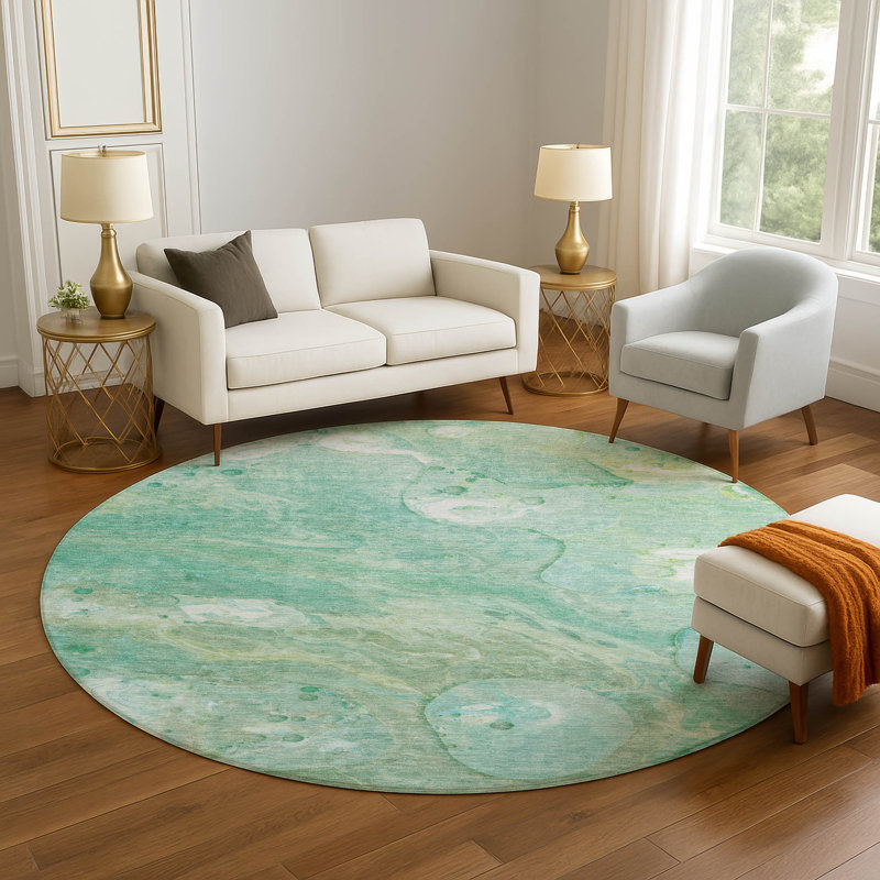 Premium Machine Washable Ralston AMF1941 Abstract Rug, Round 8'