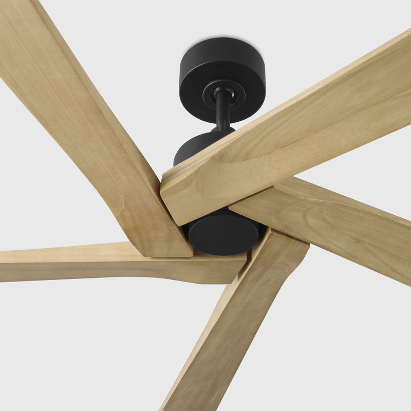 Visual Comfort Fan Aspen 56 Indoor Ceiling Fan with Natural Honey blades and Handheld Remote, Midnight Black, Natural Honey