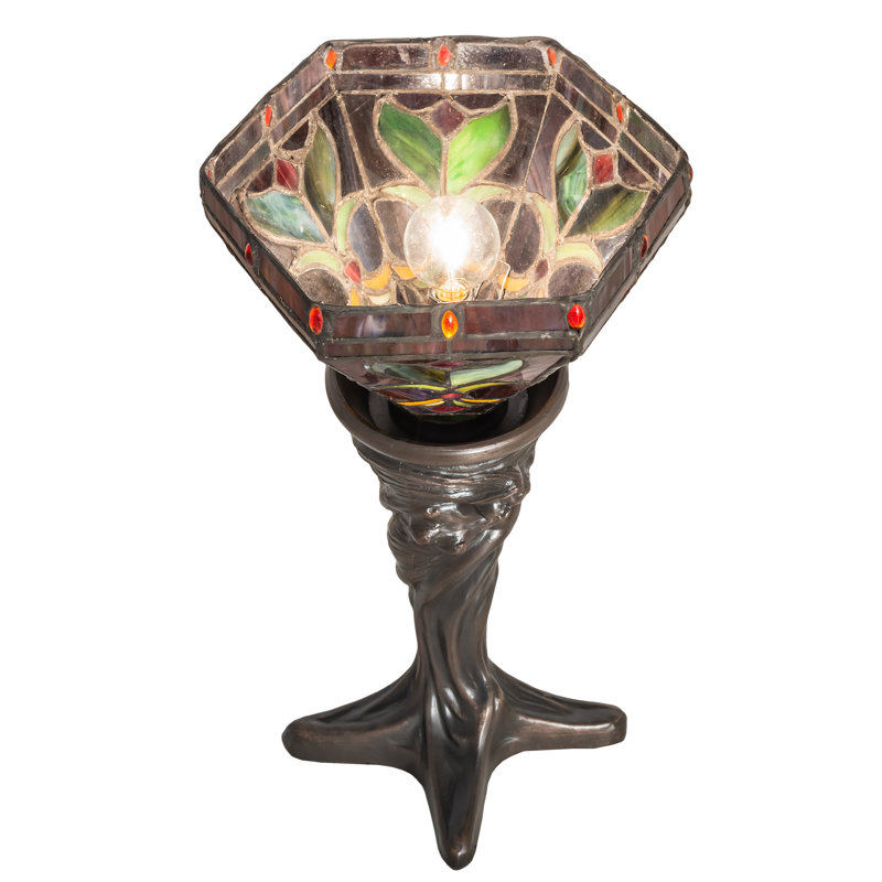 Craybrough Torchiere Table Lamp, Green/Ivory, 15" H x 7.5" W x 7.5" D