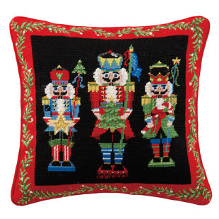  Nutcracker Pageantry Needlepoint Throw Pillow