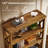 71" Industrial 6-Tier Bookshelf with Decorative Side Panels, Rustic Brown