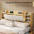 Revan Ebern Designs Bed Frame With Headboard, Platform Bed Frame With 4 Storage Drawers & Hidden Storage, Bookcase Bed Frame With Charging Station-170167246-173747421