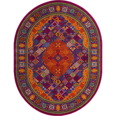 Tapis contemporain de couleur rouge-or Malaija