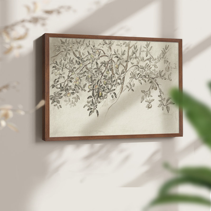 Croquis rétro - XLV III - Reproduction encadrée - Restickable, H 11 po x l 14 po, Noyer