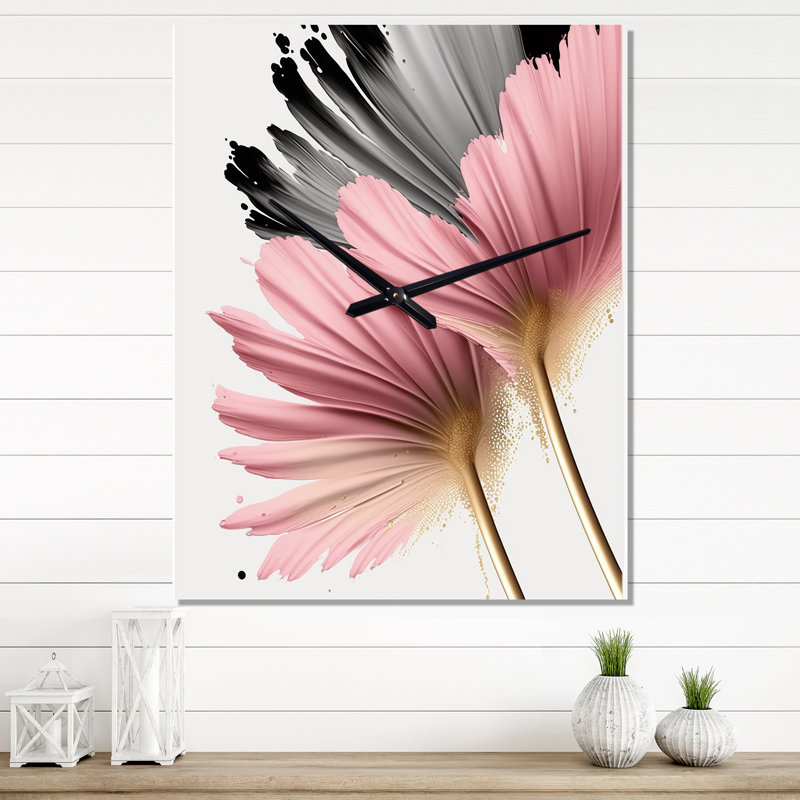 Jaleigh - Horloge murale marguerite florale, H 32 po x l 16 po x P 1 po