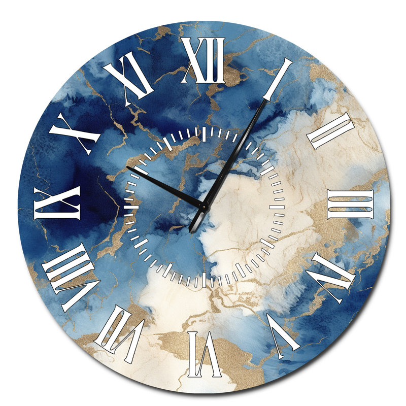 Horloge murale bleue et dorée, Surdimensionné