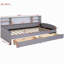 Lit plateforme simple tapissier avec rangement et tiroirs, gris-129461209