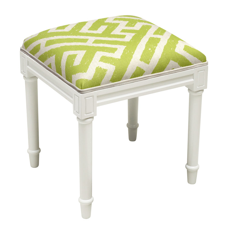 Azocar Solid Wood Accent Stool, White/Chartreuse Green