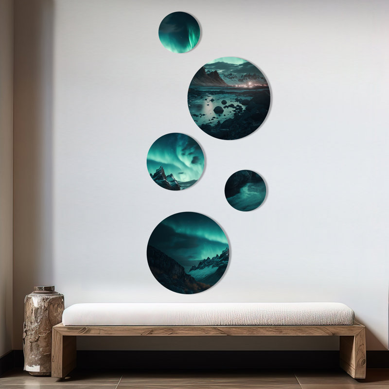 Décoration murale en métal «Northern Lights Reflection on the Water IV»