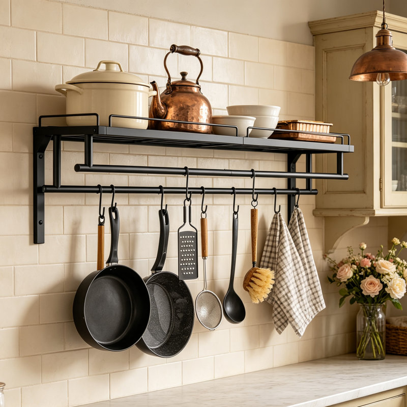 Iron Rectangle Wall Mounted Pot Rack