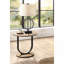 Table basse de style industriel 3 pièces Chêne rustique et finition sable noir Base en U en acier 1 table basse ovale 2 tables de bout rondes