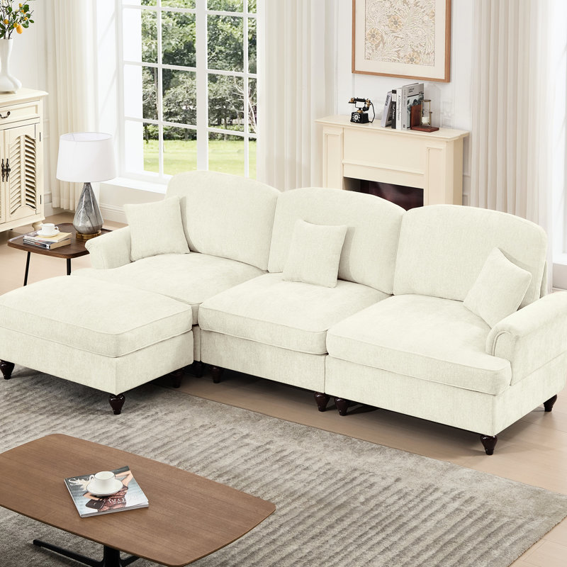 Ensemble de canapé modulaire polyvalent en chenille de style Mid-Century pour le salon