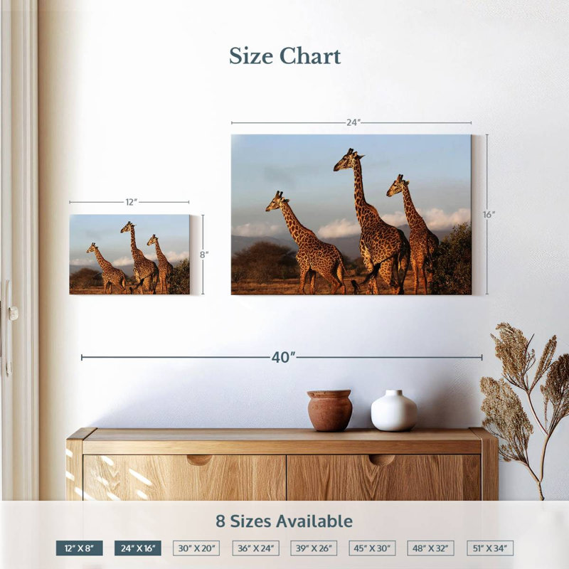Brampt Three Brown Giraffes, 16" H x 24" W