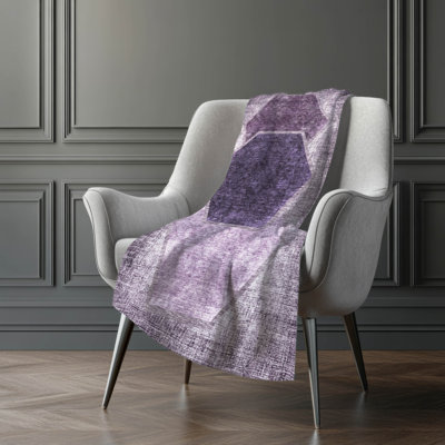 Addison Machine Washable Sherpa ASB679 Geometric Throw Blanket