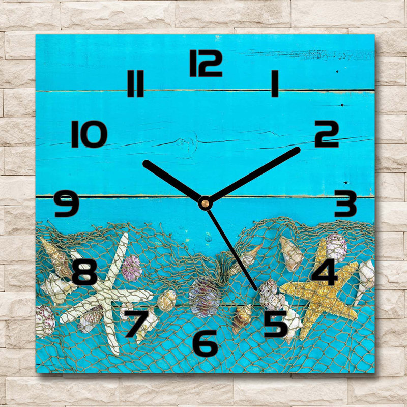 Hibbha Glass Wall Clock, Black/Blue