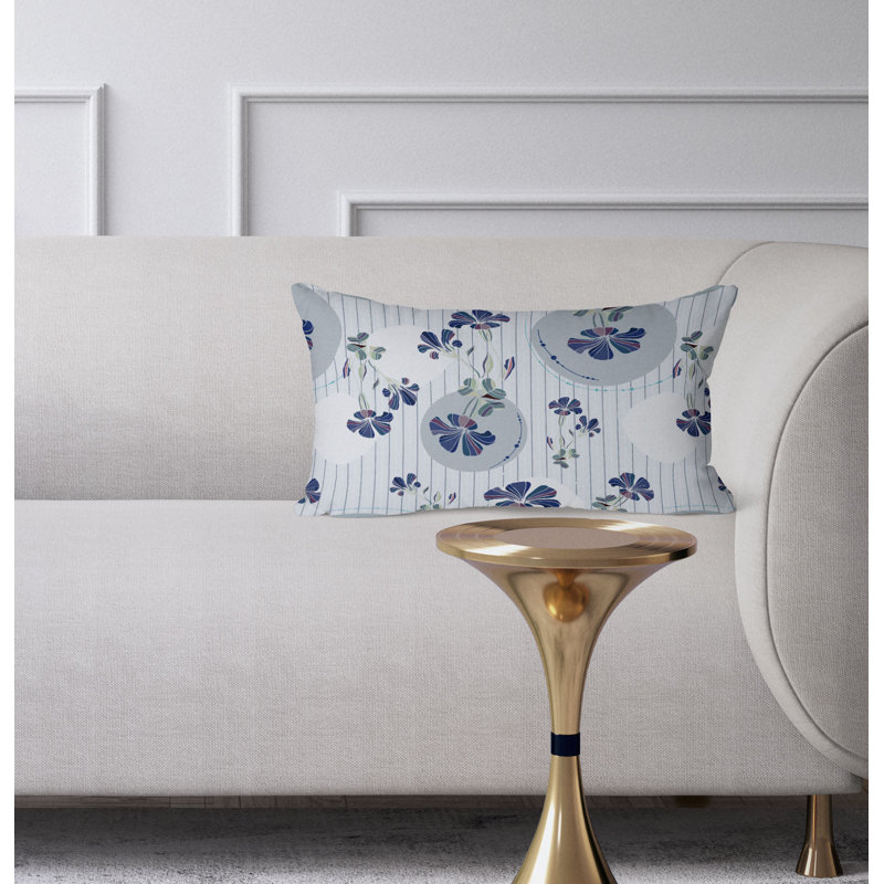 Circular Garden  Rectangular Throw Pillow, Blue/Green