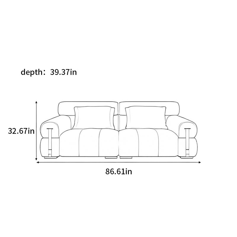 Canapé moderne avec touches pour piano, H 32,67 po x l 86,61 po x P 39,37 po