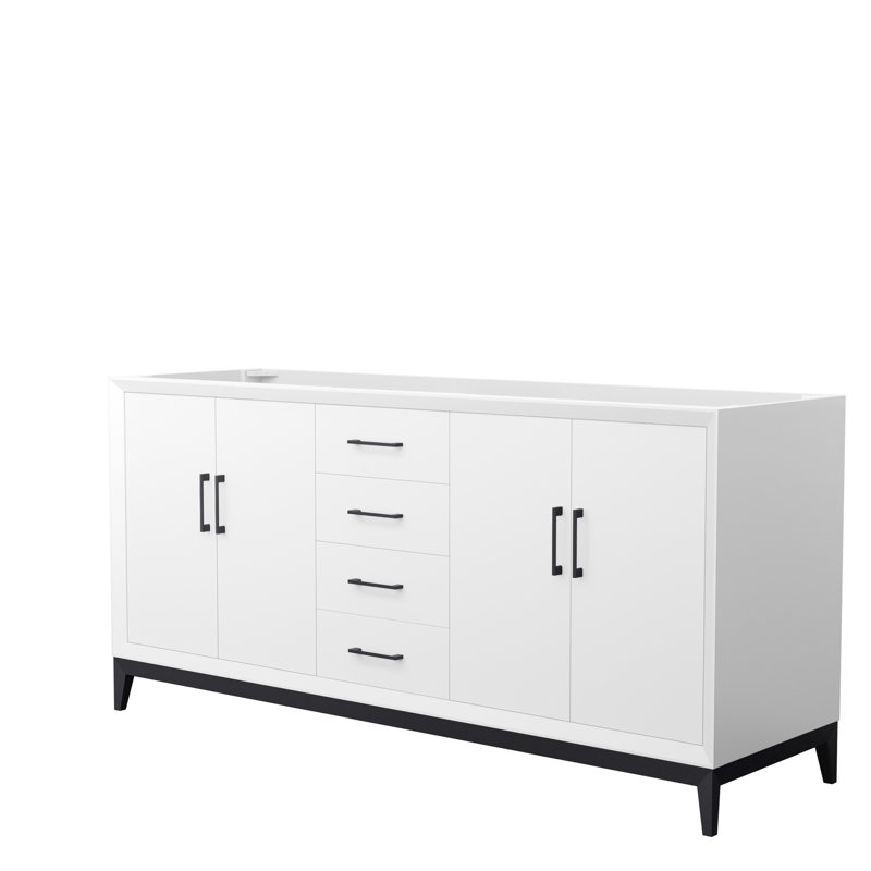71.75'' W Double Bathroom Vanity Base, White/Black