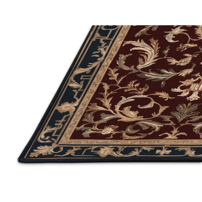 Tapis noir français lavable à la machine, Rectangle 5 pi x 7 pi