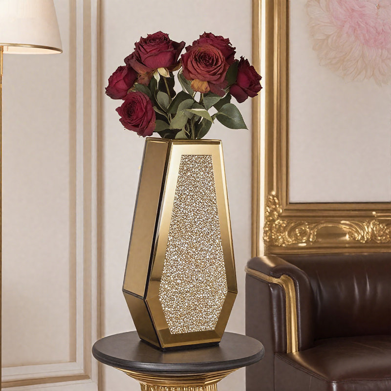 Grand vase de table en verre 14 "Cerrie, Doré