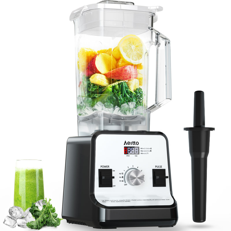 Mélangeur Aeitto, mélangeur de cuisine électrique de 1500 watts, grande capacité de 68 onces, mélangeur de comptoir professionnel, glace pilée, boissons glacées, carbone 