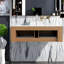 Meuble-lavabo moderne avec lavabo, meuble à grain de bois naturel