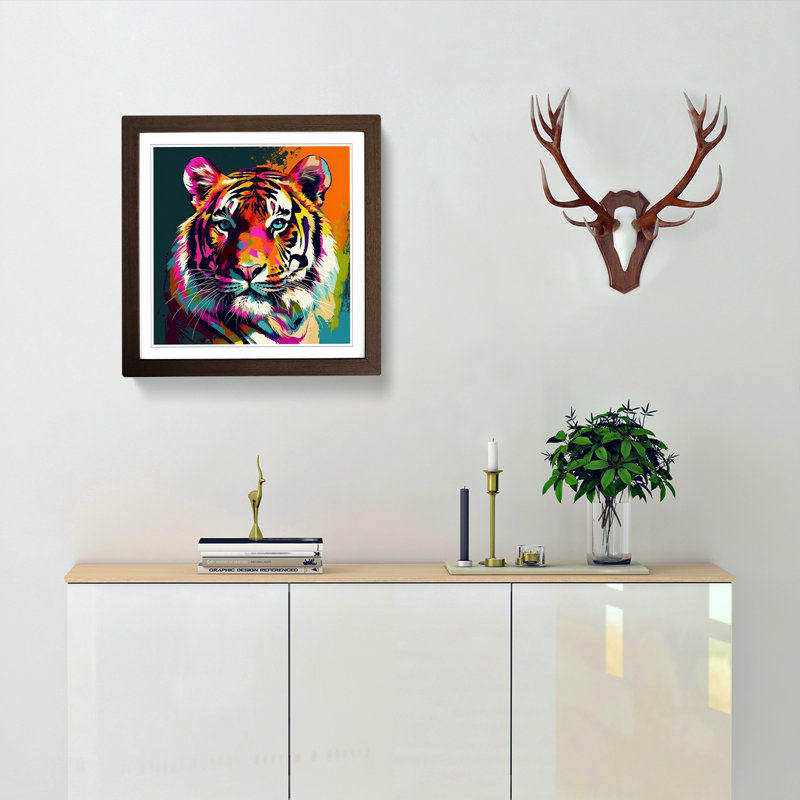 Tiger Pop Art - Framed Print, Walnut