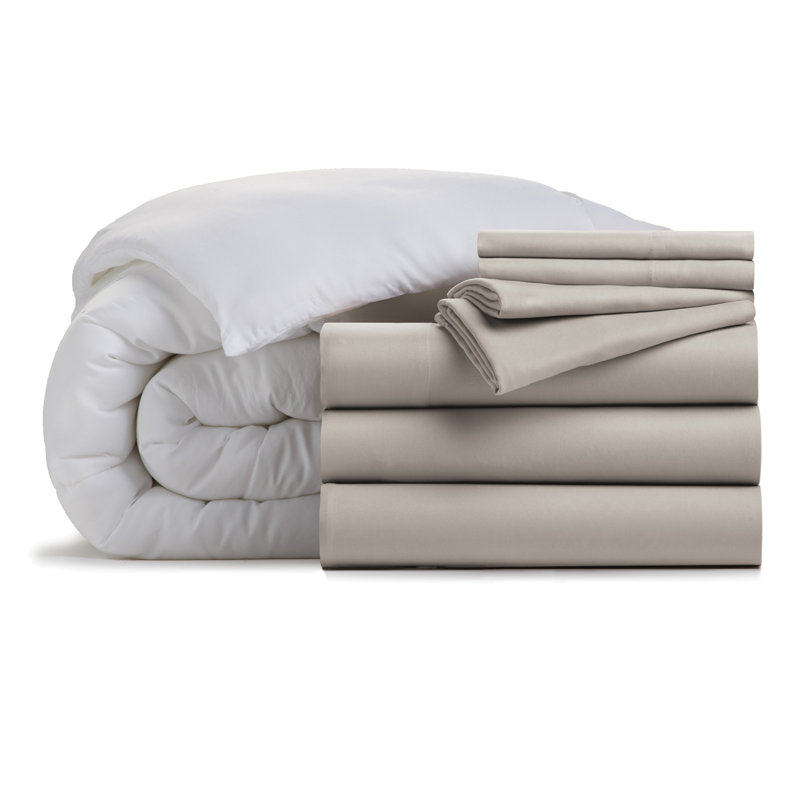 Home Box Stitch Comforter, Taupe, Queen Comforter + 6 Additional Pieces