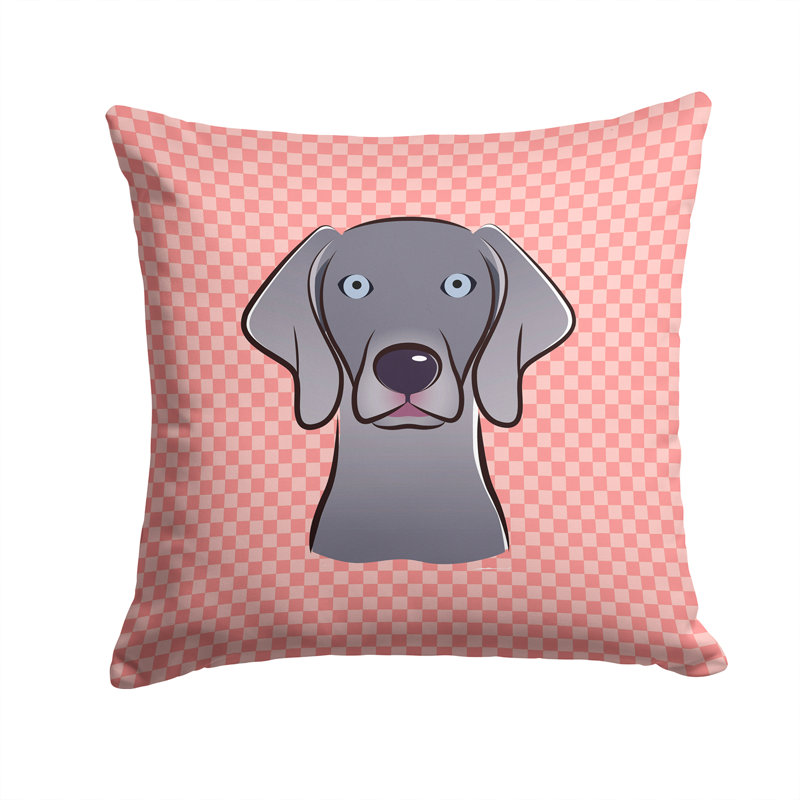 Coussin décoratif intérieur/extérieur weimar damier, H 14 po x l 14 po x P 4 po, Rose