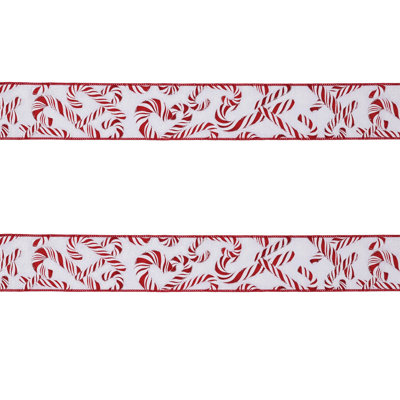 Candy Cane Print Wired Ribbon
