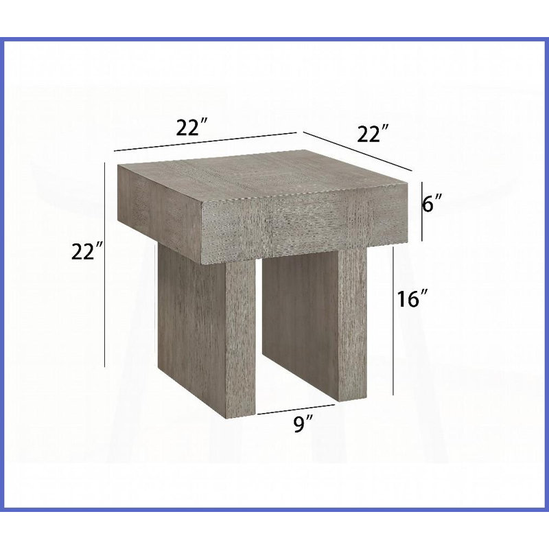 Table de bout de salon rectangulaire contemporaine brun-gris - Paires avec tables basses, durable et amp; Assemblage facile