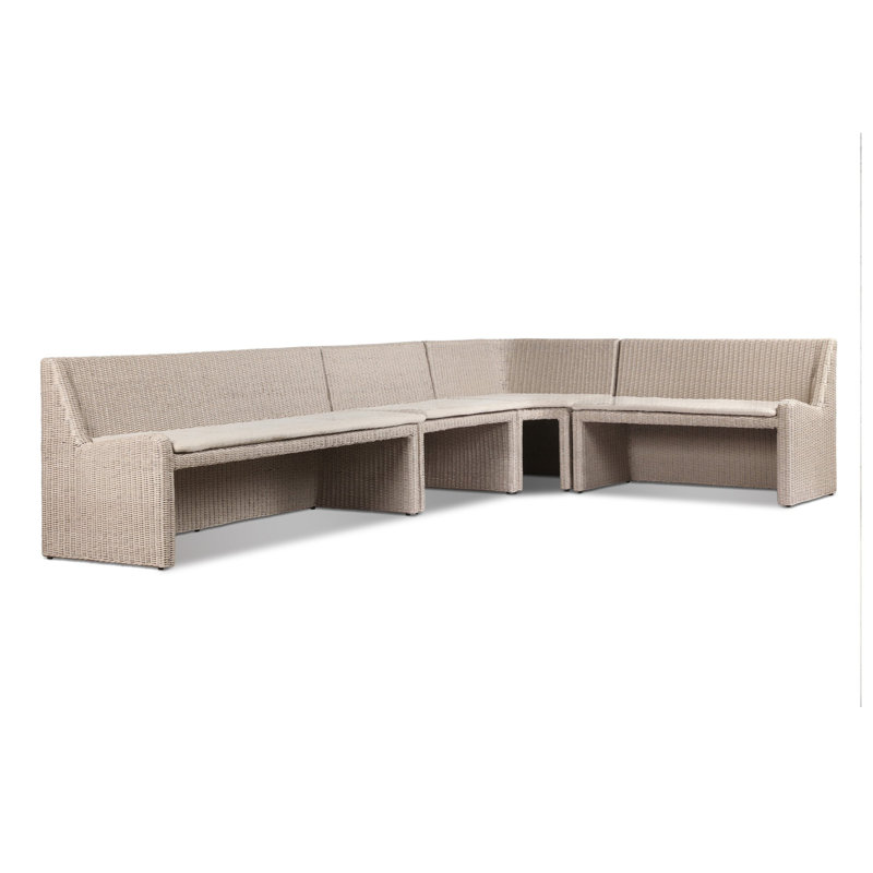 Senna Outdoor L-Shape Dining Banquette, 32.5" H x 132.25" W x 83.25" D